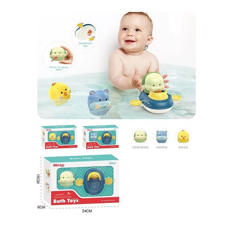 Игрушка - брызгалка "Черепашка на лодке" на заводном механизме Bath Toys
