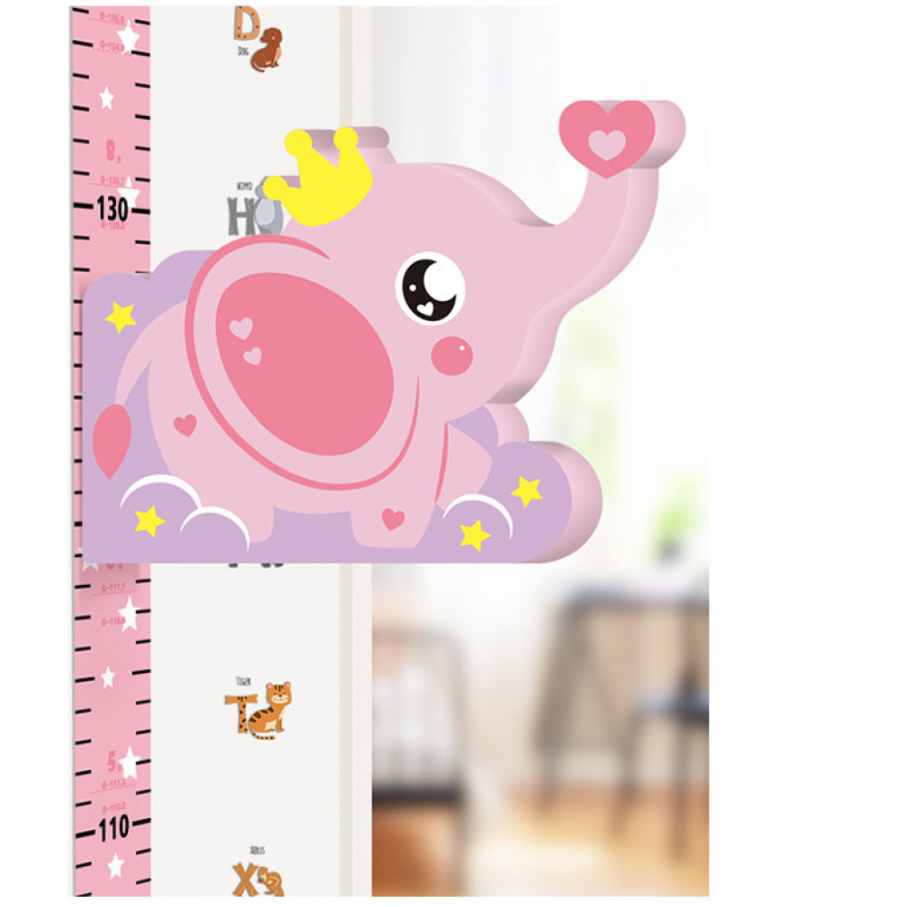 Наклейка на стену UKC Baby Play детский ростомер Слоник Розовый