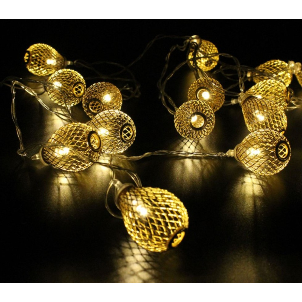 Гирлянда-нить (String-Lights) Металлические шарики 20WW-1, внутренняя, провод прозрачный, 2м (Белый-теплый) Beideli UT785623
