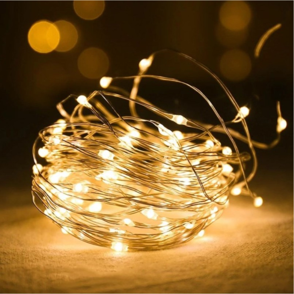 Гирлянда-роса (Copper Wire) 50 Led, 5M на медном проводе, работает от батареек+USB Beideli KL89635211