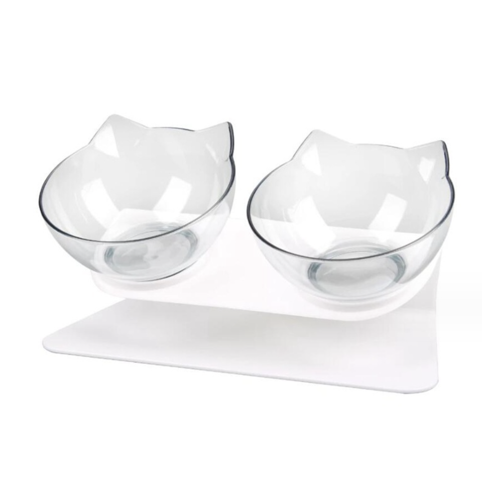 Миска для кота двойная с нескользящей наклонной подставкой UKC Feeding Bowl