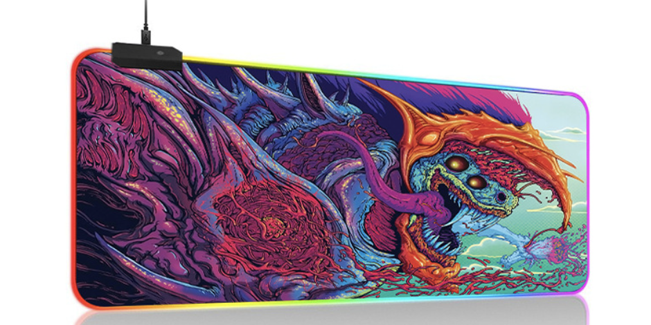 Игровая поверхность для компьютерной мыши и клавиатуры RGB с подсветкой UKC коврик на стол нескользящий 80х30 см 8098