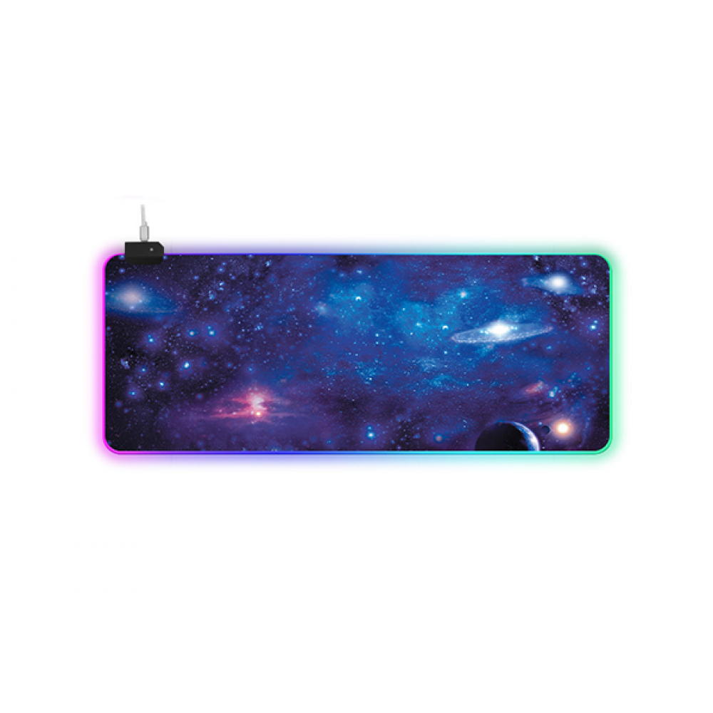 Игровая поверхность для компьютерной мыши и клавиатуры RGB с подсветкой UKC коврик на стол нескользящий 80х30 см G-610