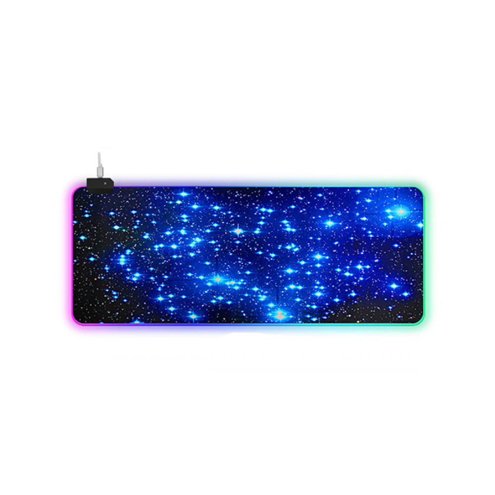 Игровая поверхность для компьютерной мыши и клавиатуры RGB с подсветкой UKC коврик на стол нескользящий 80х30 см G-611