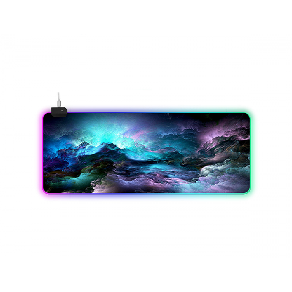 Игровая поверхность для компьютерной мыши и клавиатуры RGB с подсветкой UKC коврик на стол нескользящий 80х30 см G-613