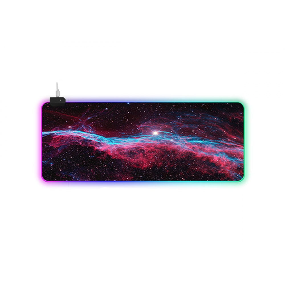 Игровая поверхность для компьютерной мыши и клавиатуры RGB с подсветкой UKC коврик на стол нескользящий 80х30 см G-615