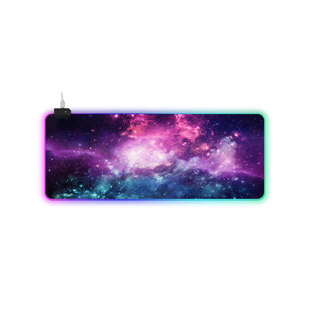 Игровая поверхность для компьютерной мыши и клавиатуры RGB с подсветкой UKC коврик на стол нескользящий 80х30 см G-617