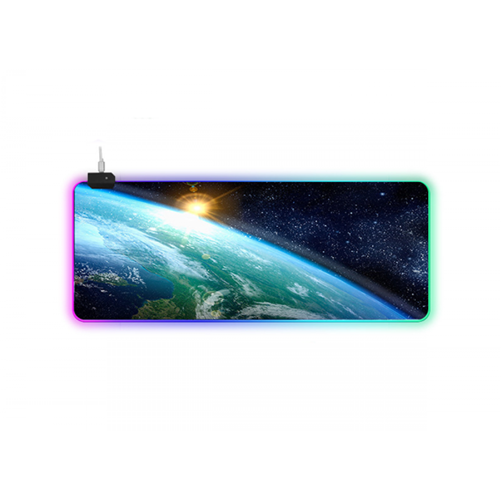 Игровая поверхность для компьютерной мыши и клавиатуры RGB с подсветкой UKC коврик на стол нескользящий 80х30 см G-620