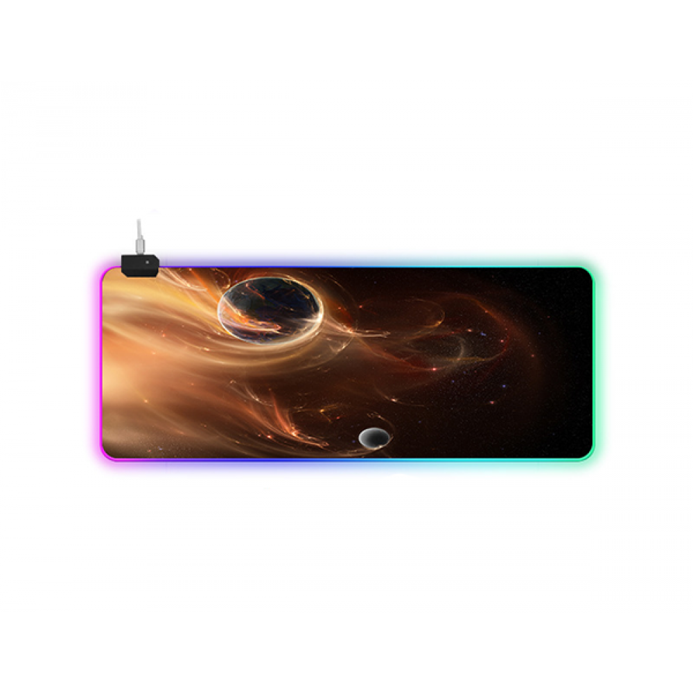 Игровая поверхность для компьютерной мыши и клавиатуры RGB с подсветкой UKC коврик на стол нескользящий 80х30 см G-625
