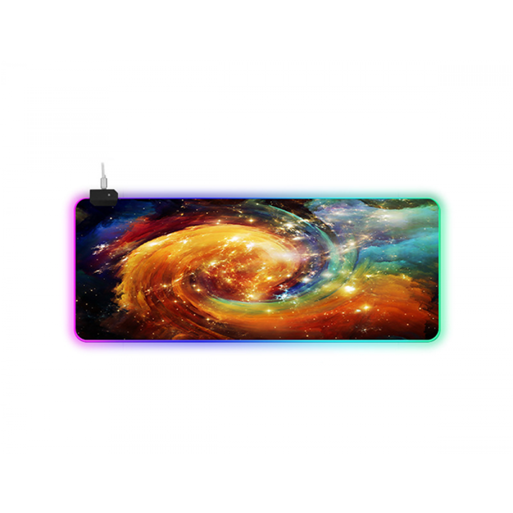 Игровая поверхность для компьютерной мыши и клавиатуры RGB с подсветкой UKC коврик на стол нескользящий 80х30 см G-626
