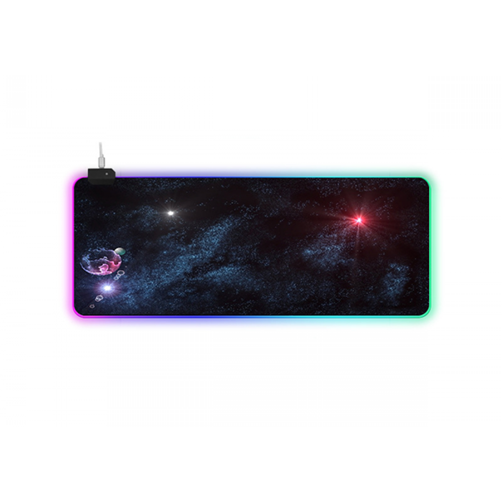 Игровая поверхность для компьютерной мыши и клавиатуры RGB с подсветкой UKC коврик на стол нескользящий 80х30 см G-636