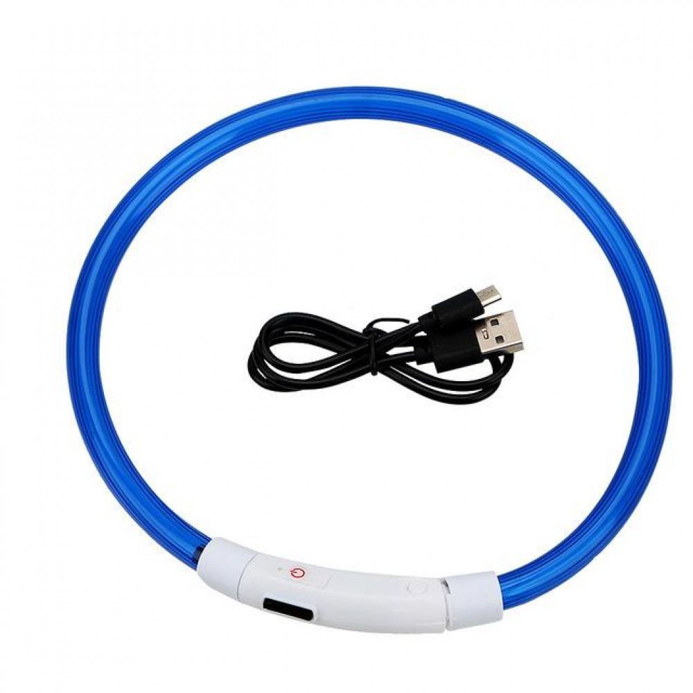 Ошейник 3M с LED подсветкой и подзарядкой USB 35 см Синий