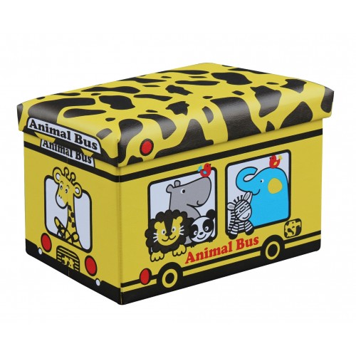 Ящикпуф для игрушек складной автобус Animal Bus с крышкой водонепроницаемый UKC 40х25 см Разноцветный