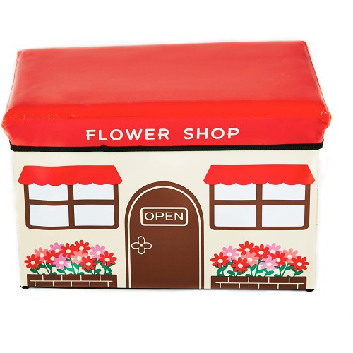 Ящикпуф для игрушек складной цветочный магазин Flower Shop с крышкой водонепроницаемый UKC 40х25 см Разноцветный