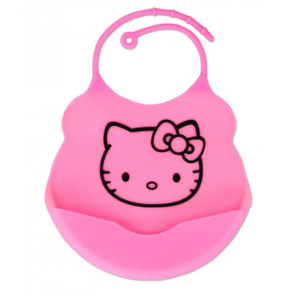 Силиконовый слюнявчик с карманом Kiddy Розовый Hello Kitty 02101