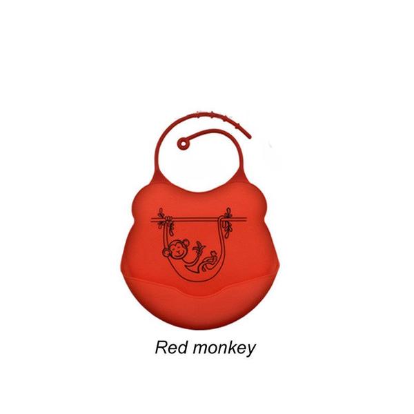 Силиконовый слюнявчик с карманом Kiddy Красный Обезьяна 02674