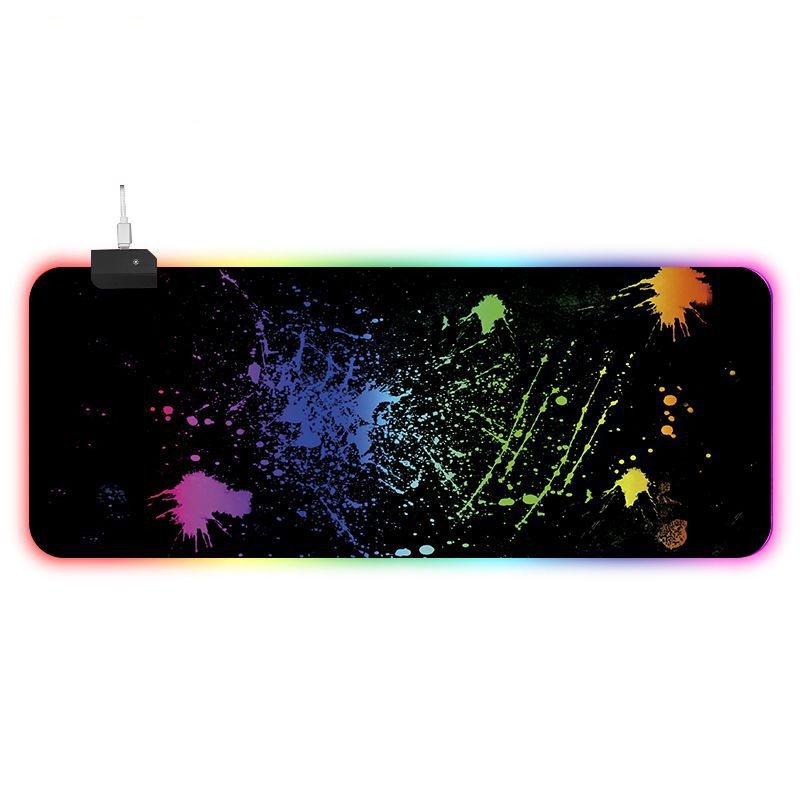 Игровая поверхность для компьютерной мыши и клавиатуры RGB с подсветкой UKC коврик на стол нескользящий 80х30 см 70003
