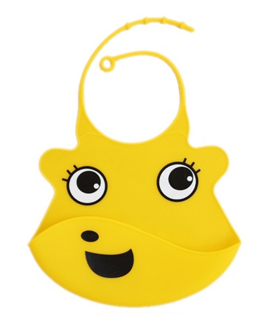 Силиконовый слюнявчик с карманом Kiddy Желтое улыбающееся лицо