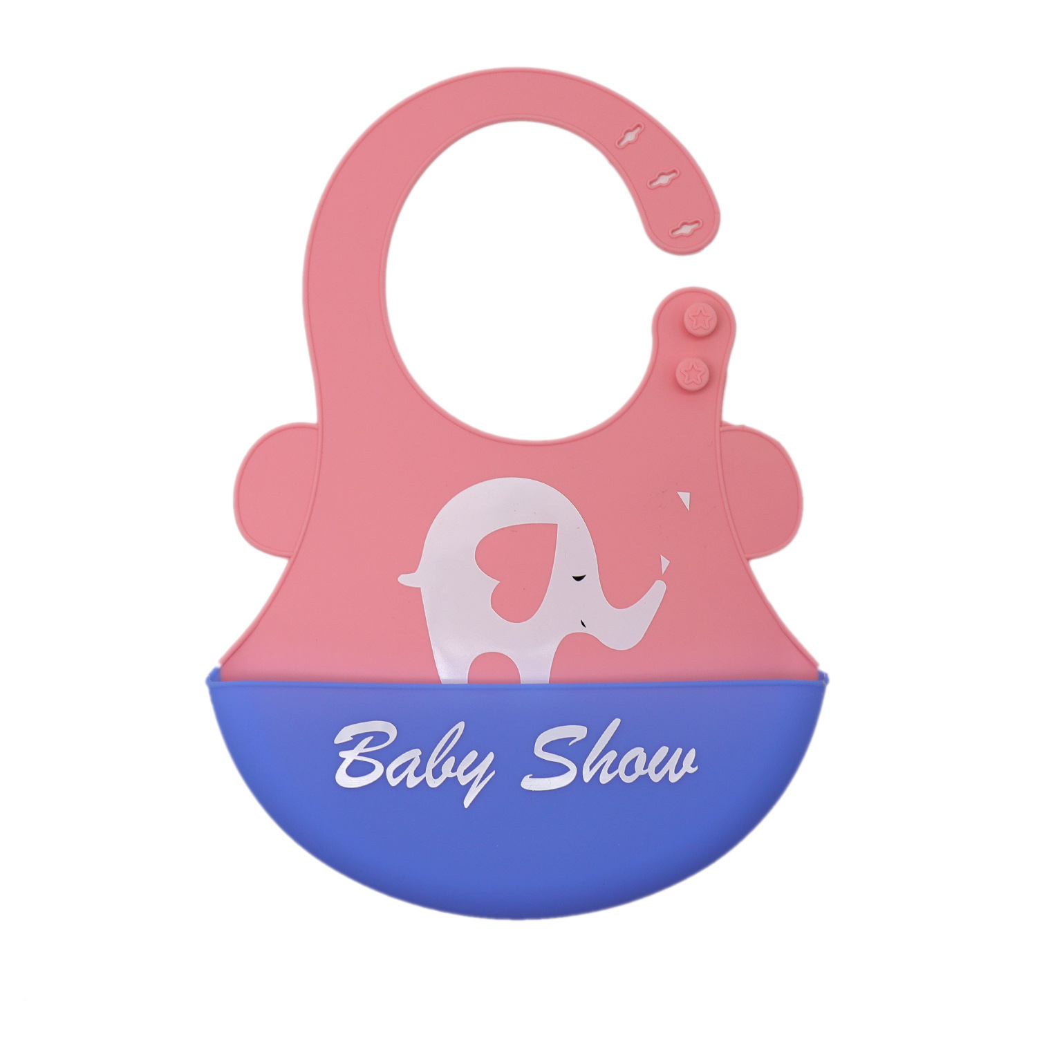 Силиконовый слюнявчик с карманом Kiddy Baby show слоник Розовый