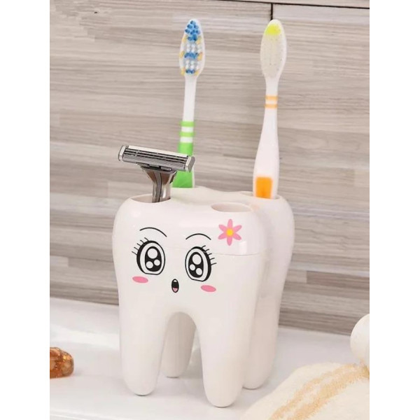 Подставка для зубных щеток UKC Baby Play "Удивленный зуб" на 4 щетки Белая