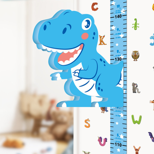 Наклейка на стену UKC Baby Play детский ростомер Динозавр Голубой