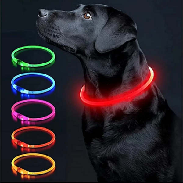 Ошейник 3M с LED подсветкой и подзарядкой USB 35 см Красный