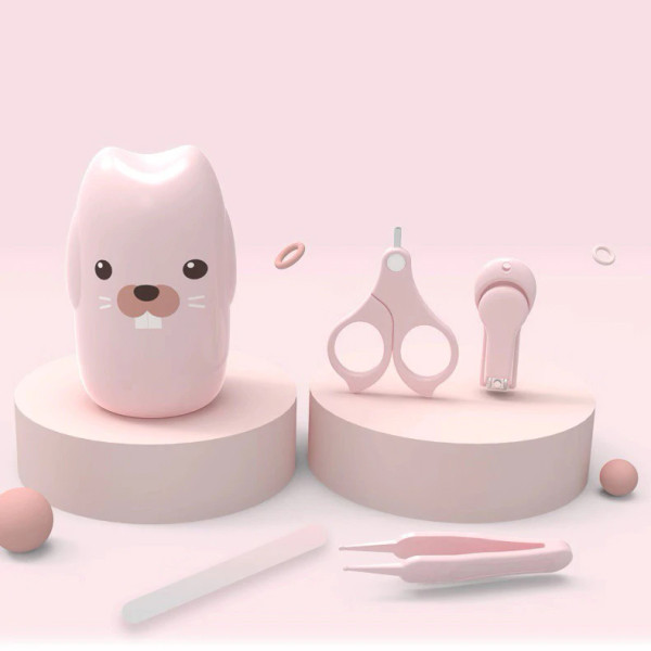Набор детских инструментов для ухода в футляре Кролик Little bean LBPR730 Розовый