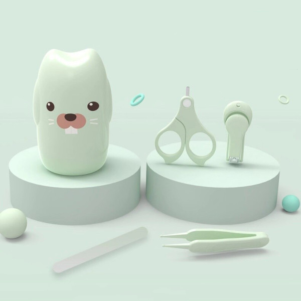 Набор детских инструментов для ухода в футляре Кролик Little bean LBGR729 Зеленый