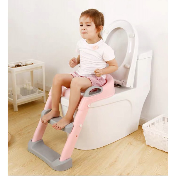 Накладка на унитаз с лесенкой Baby Assistant DA6900 Розово-серый