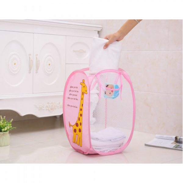Корзина для игрушек UKC складная с боковым карманом 30х48 см 00336pink Розовый