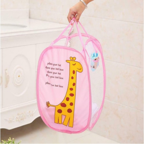 Корзина для игрушек UKC складная с боковым карманом 30х48 см 00336pink Розовый