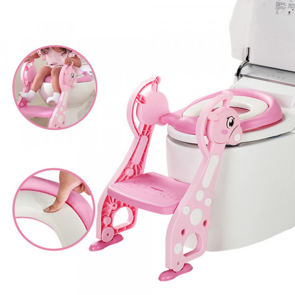 Накладка на унитаз с лесенкой Color Songni ABS44 Розовый