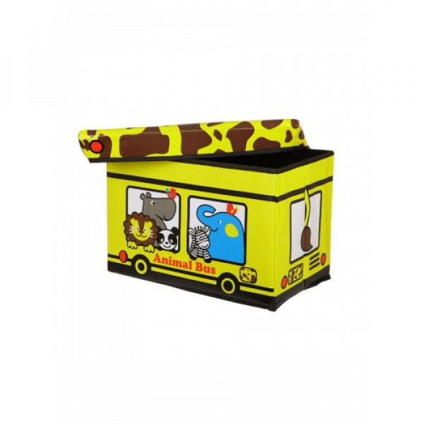 Ящикпуф для игрушек складной автобус Animal Bus с крышкой водонепроницаемый UKC 40х25 см Разноцветный