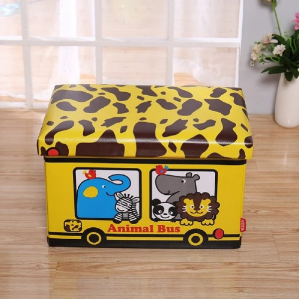 Ящикпуф для игрушек складной автобус Animal Bus с крышкой водонепроницаемый UKC 40х25 см Разноцветный
