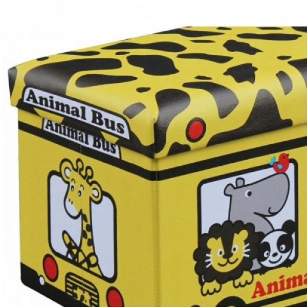 Ящикпуф для игрушек складной автобус Animal Bus с крышкой водонепроницаемый UKC 40х25 см Разноцветный