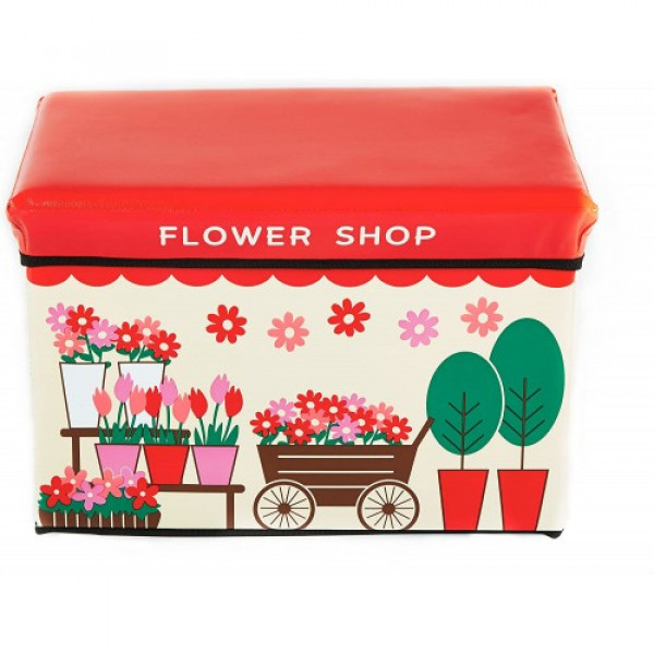 Ящикпуф для игрушек складной цветочный магазин Flower Shop с крышкой водонепроницаемый UKC 40х25 см Разноцветный