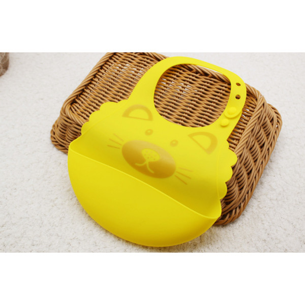 Силиконовый слюнявчик с карманом Kiddy Желтый Котик 02676