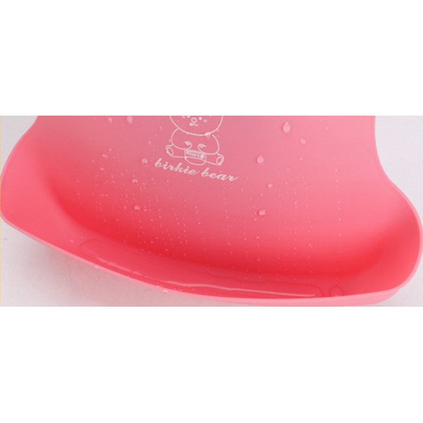 Силиконовый слюнявчик с карманом Kiddy Розовый Мишка 02679