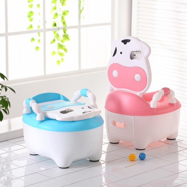 Горшок с мягким сиденьем Babyhood BHDNNZQB1 коровка Голубой