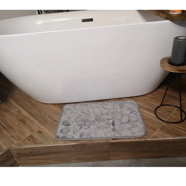 Коврик в ванную комнату Home Styles прямоугольный с эффектом памяти антискользящий на прорезиненной основе 40х60 см Серый 01463