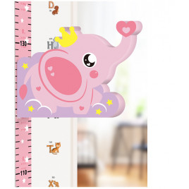 Наклейка на стену UKC Baby Play детский ростомер Слоник Розовый
