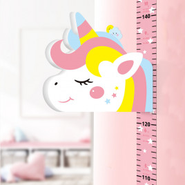 Наклейка на стену UKC Baby Play детский ростомер Единорог Розовый