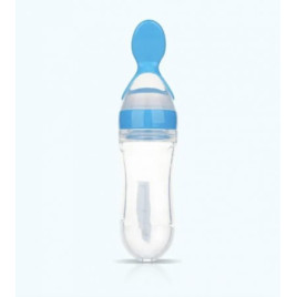 Силиконовая бутылочка с ложкой для кормления Baby Assistant 90 мл. Голубая RE854122