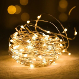 Гирлянда-роса (Copper Wire) 50 Led, 5M на медном проводе, работает от батареек+USB Beideli KL89635211