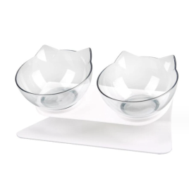 Миска для кота двойная с нескользящей наклонной подставкой UKC Feeding Bowl
