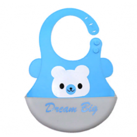 Силиконовый слюнявчик с карманом Kiddy Baby show Мишка Голубой