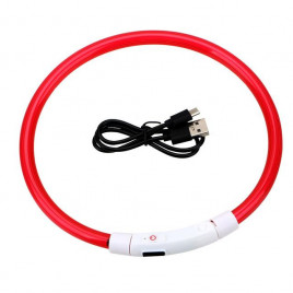 Ошейник 3M с LED подсветкой и подзарядкой USB 35 см Красный