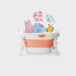 Детская ванночка для купания со ступеньками Little bean TH3182 Белый с коричневым