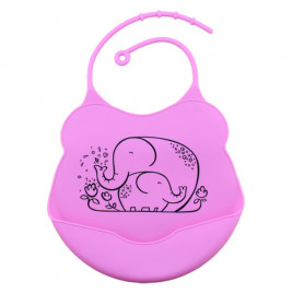 Силиконовый слюнявчик с карманом Kiddy Розовый Слон 02673